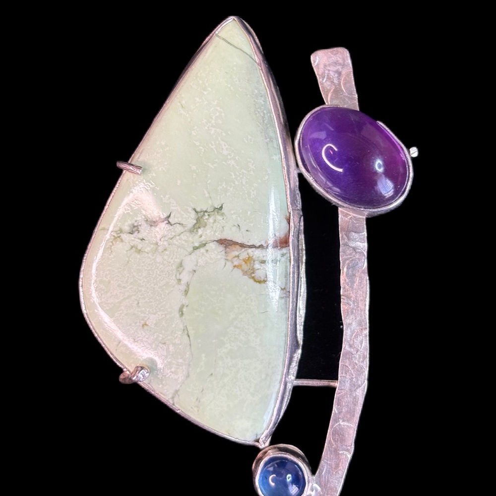 Artistic Handcrafted Silver and Purple Pendant